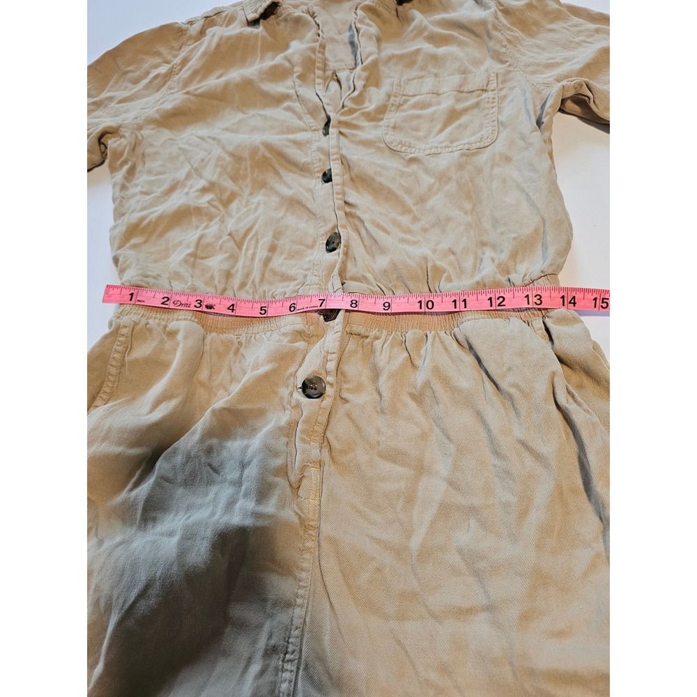 Faherty Utility Romper Womens M Tan Button Front Short Sleeve Casual - Picture 5 of 5